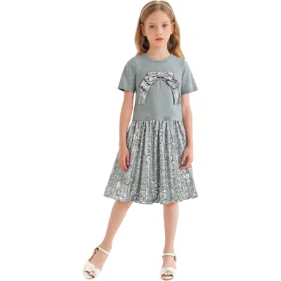 Tulleen Kids'  Sequin Bow T-shirt & Skirt Set In Green