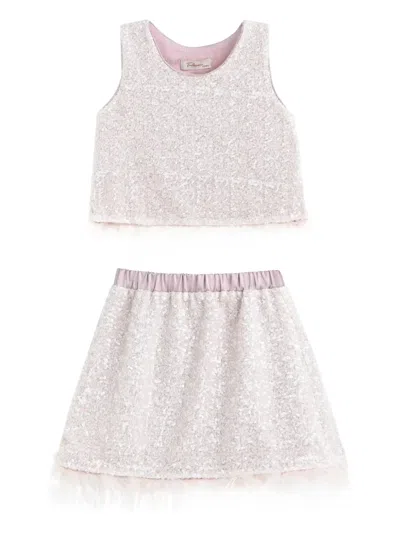 Tulleen Kids' Sequin-embellished Feather-trim Skirt Set (set Of Two) In Pink