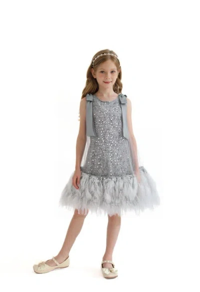 Tulleen Kids'  Sequin Feather Dress In Multi