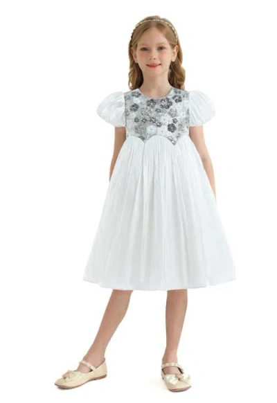 Tulleen Kids' Sequin-embellished Dress In White
