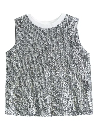 Tulleen Kids' Sequin Sleeveless Shorts Set In Gray