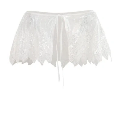 Tulleen Kids'  Sequin Tie-front Stole In White