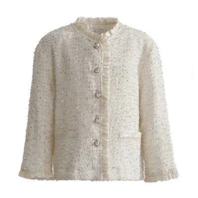 Tulleen Kids' Sequin-embellished Tweed Jacket In Neutral