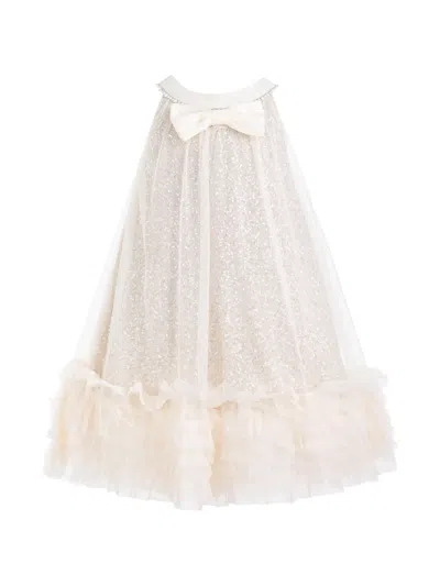 Tulleen Sequin-embellished Ruffled Dress In White