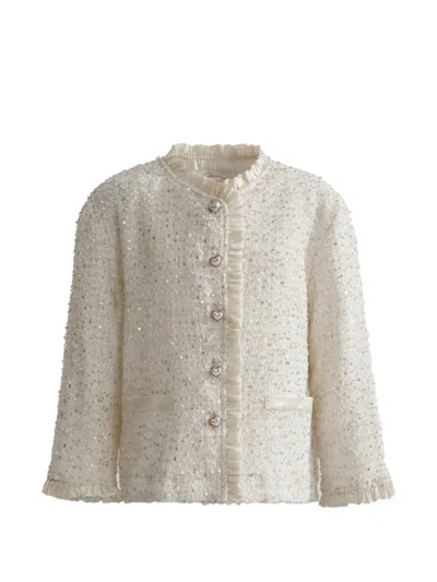 Tulleen Kids' Sequin-embellished Tweed Jacket In Neutral