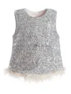 Tulleen Sequins-embellishment Skirt Set In Silver