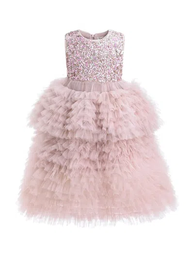 Tulleen Kids' Sparkle Tiered Tulle Dress In Pink