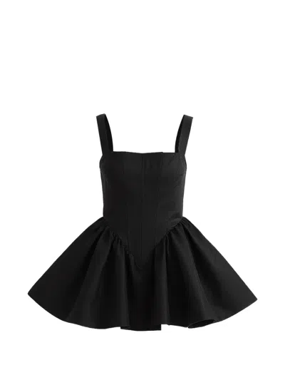 Tulleen Kids' Square-neck Dress In Black