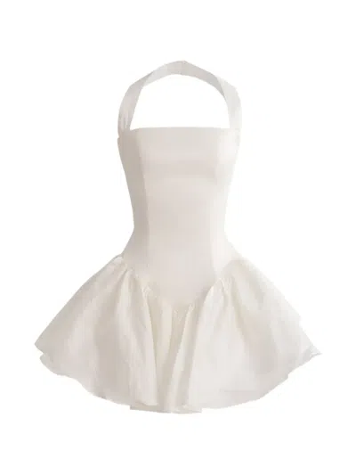 Tulleen Kids' Square-neck Sleveeless Dress In White