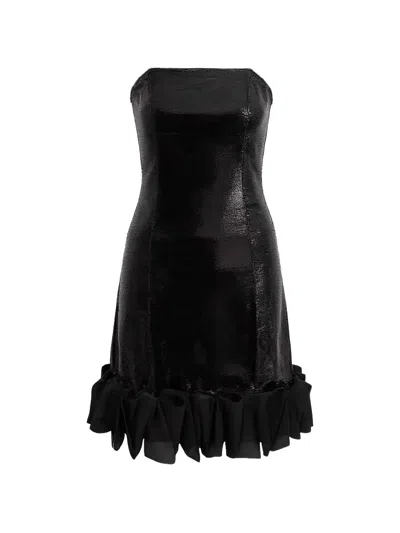 Tulleen Kids' Strapless Ruffled Dress In Black