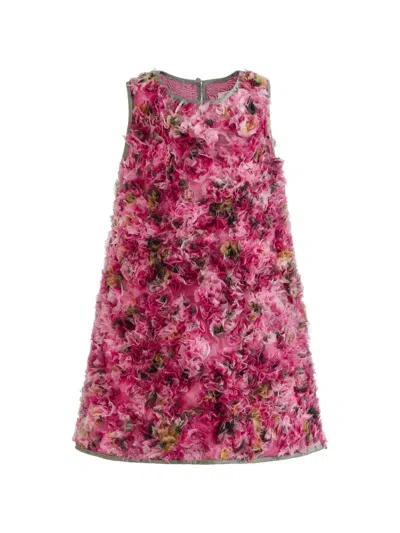 Tulleen Kids' Sylvie Floral-textured Dress In Pink