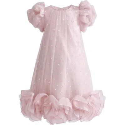 Tulleen Kids' Thalina Sequin-embellished Ruffled Dress In Pink