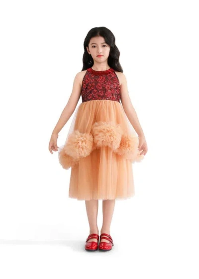 Tulleen Kids' Tulle Pom-pom Dress In Neutral