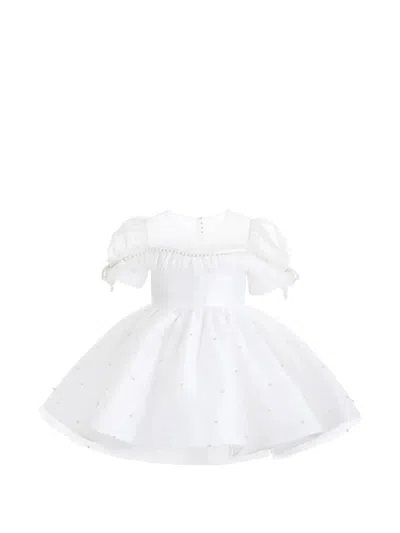 Tulleen Babies' Valencia Faux-pearl Embellished Dress In White