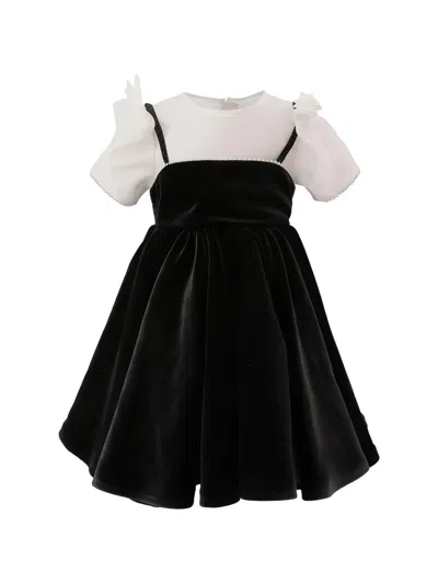 Tulleen Babies' Velvet Bow Dress In Black