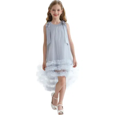 Tulleen Kids' Violeta Ruffled Tulle-overlay Dress In Blue
