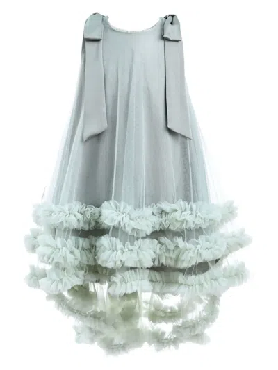 Tulleen Kids' Violeta Ruffled Tulle-overlay Dress In Green
