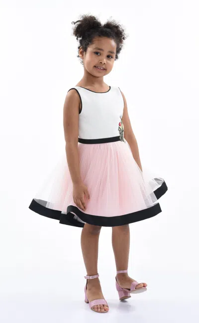 Tulleen Kids' Floral-appliqué Tulle Dress In White