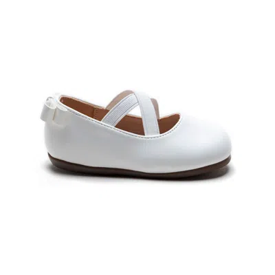 Tulleen White Cross Banded Ribbon Flats