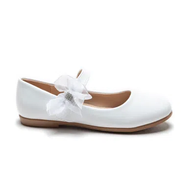 Tulleen White Haile Rhinestone Flower Flats