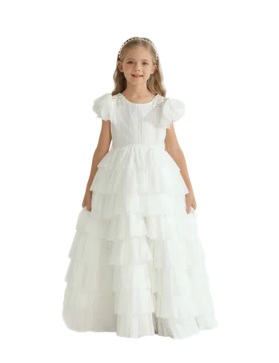Tulleen Kids'  White Layered Tulle Abbyfield Dress