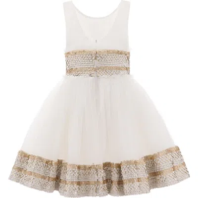 Tulleen Kids'  White Lorelei Sequin Hem Dress
