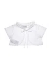 Tulleen White Mesh Ruffle Cardigan In White