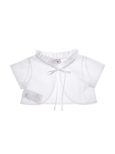 Tulleen White Mesh Ruffle Cardigan