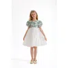 Tulleen Kids' Wiona Floral-print Tulle Dress In Green