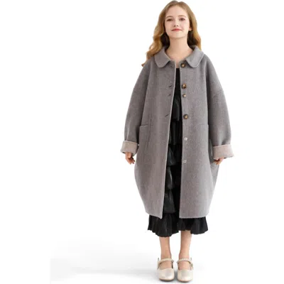 Tulleen Kids' Peter Pan-collar Wool Coat In Gray