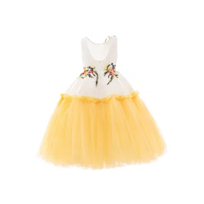 Tulleen Kids'  Yellow Aquino Floral Garden Dress