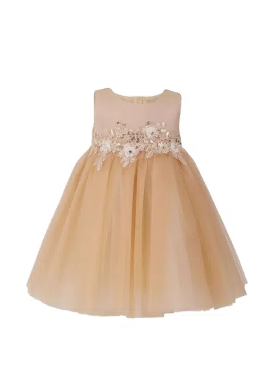 Tulleen Babies' Ribbon-bloom Gown In Neutral