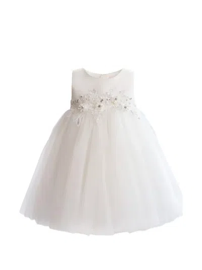 Tulleen Babies' Ribbon-bloom Gown In White