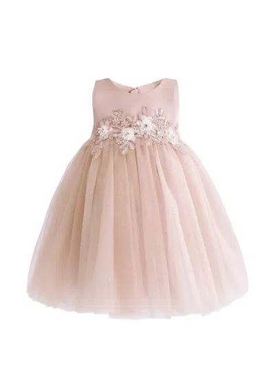 Tulleen Babies' Ribbon-flower Gown In Pink