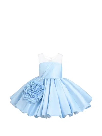 Tulleen Kids' Zorina Floral-accent Pleated Dress In Blue