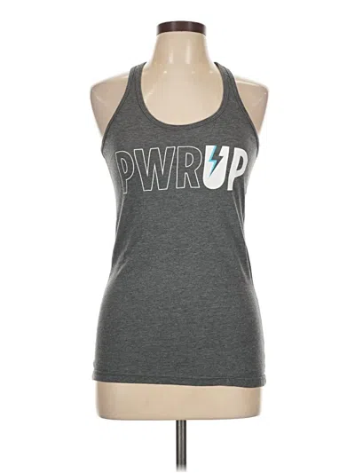 Pre-owned Tultex Tank Top Gray Halter Neckline Tops