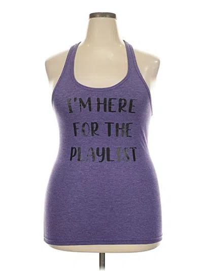 Pre-owned Tultex Tank Top Purple Halter Neckline Tops