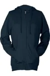 Tultex Unisex Beach Full-zip Hooded Long Sleeve T-shirt In Blue