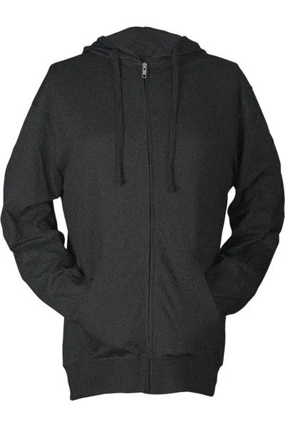 Tultex Unisex Beach Full-zip Hooded Long Sleeve T-shirt In Grey