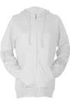 Tultex Unisex Beach Full-zip Hooded Long Sleeve T-shirt In White