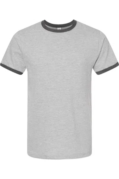 Tultex Unisex Fine Jersey Ringer T-shirt In Grey