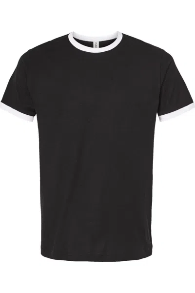 Tultex Unisex Fine Jersey Ringer T-shirt In Black