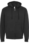 Tultex Unisex Full-zip Hooded Sweatshirt In Black
