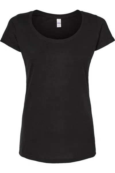 Tultex Women´s Poly-rich Scoop Neck T-shirt In Black