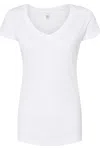 Tultex Women´s Poly-rich V-neck T-shirt In White