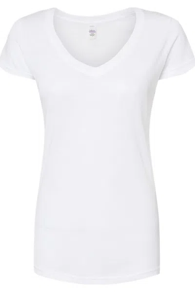 Tultex Women´s Poly-rich V-neck T-shirt In White