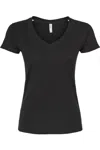 Tultex Women´s Slim Fit Fine Jersey V-neck T-shirt In Black