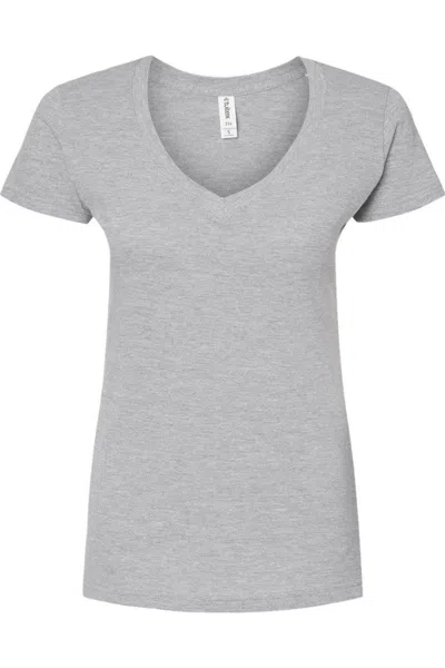 Tultex Women´s Slim Fit Fine Jersey V-neck T-shirt In Grey
