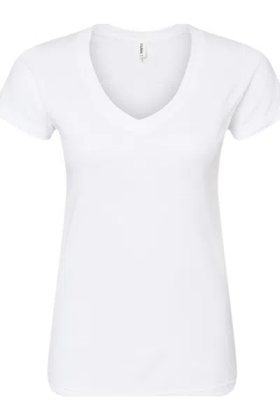 Tultex Women´s Slim Fit Fine Jersey V-neck T-shirt In White