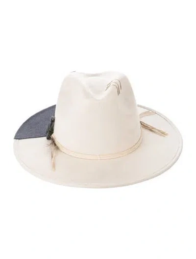 Pre-owned Tuluminati Crystal And Feather Embellished Fedora